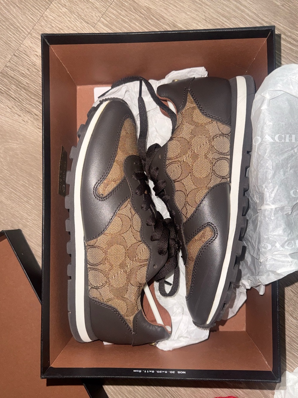Women’s Coach Brown Logo Panel Lace-Up Sneakers - Picture 1 of 2